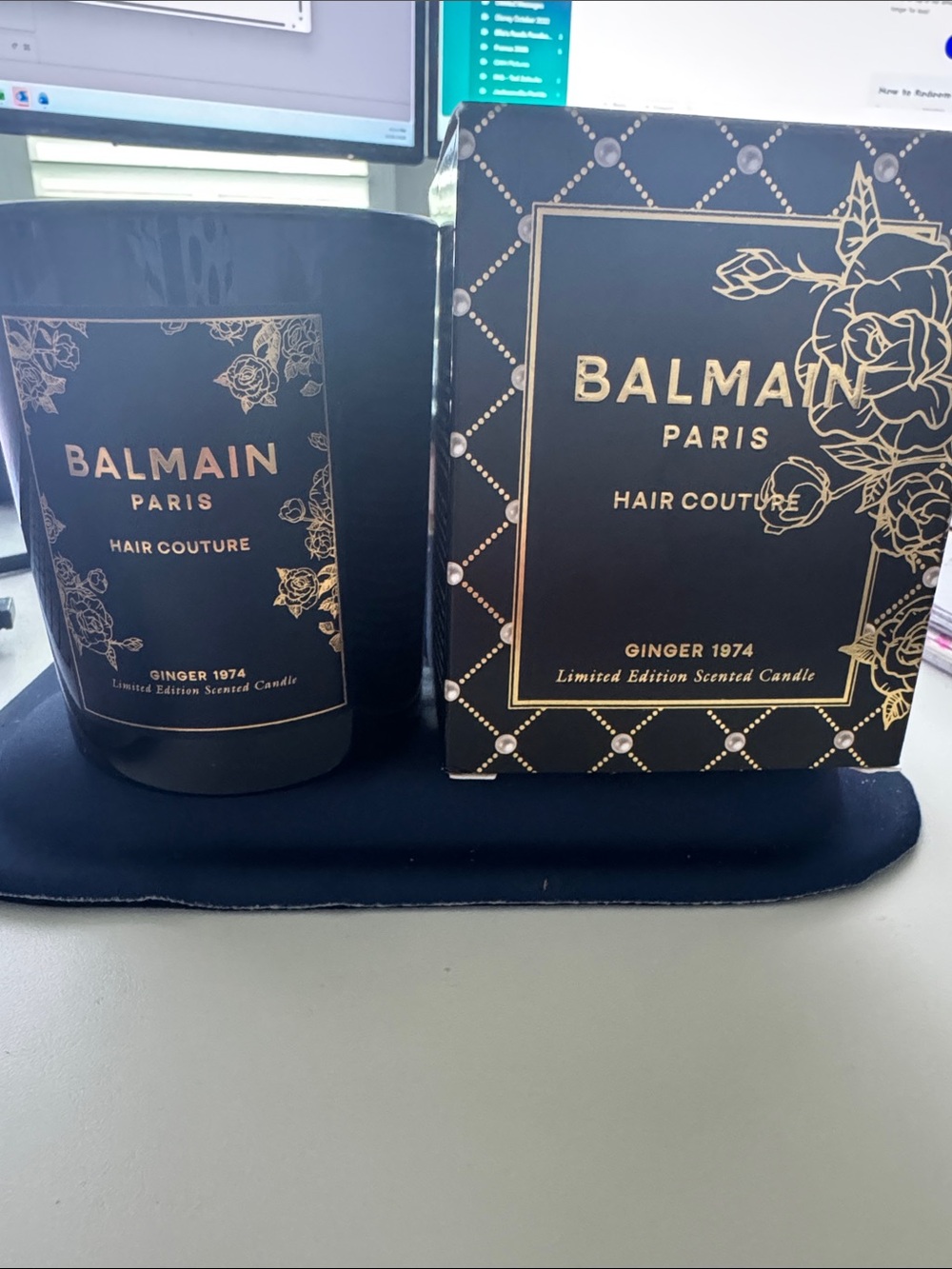 Balmain Paris Hair Couture Ginger 1974 Scented Candle - Black & Gold New